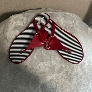 Red with blue and white stripes Dexter size 8